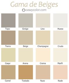 the names and colors of different shades of beiges, browns, tans, browns