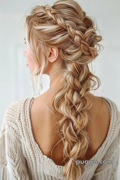 How to Fishtail Braid: A Step-by-Step Guide - Puqqu Wedding Hairstyles For Long Hair With Braids, Wedding Hairstyles For Long Hair Braid, Bubble Braid Wedding Hair, Wedding Braids Hairstyles, Prom Hair Braids, Formal Braided Hairstyles, Wedding Hair Plait, Fishtail Wedding Hair, Bridal Braided Hairstyles