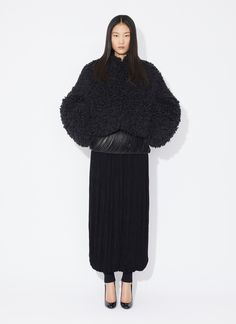 ALAÏA Women's SHORT JACKET IN KNITTED FUR | ALAÏA US Chic Textured Knit Winter Outerwear, Chic Chunky Knit Turtleneck Outerwear, Elegant Knit Outerwear For Fall, Elegant Winter Knit Outerwear, Chic Textured Knit Wool Outerwear, Chic Textured Knit Turtleneck Outerwear, Elegant Long Sleeve Knit Outerwear, Chic Mohair Outerwear For Winter, Elegant Textured Knit Long Sleeve Outerwear