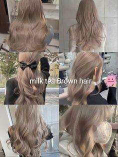 Milk Tea Brown Hair, Hair Color Asian, Beige Hair, Korean Hair Color, Ash Hair Color, Vlasové Trendy, Pretty Hair Color