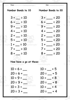 the number bonds worksheet is shown in black and white with numbers on it