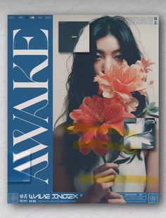 a magazine cover with an image of a woman holding flowers