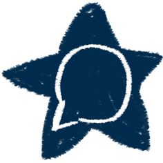 a blue star with the letter q on it