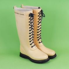 These are cool rub boots made by Ilse Jacobsen. The boots are in beautiful light yellow, with laces and warming up lining. Very unique piece for your outfit! CONDITION:  / 4 out of 5 / Good vintage. The item has some minor, light scuffs - only noticeable upon close inspection. There are some discolouration on yellow rubber. Some signs of wear could be seen on sole of the shoe.  Free from any major defect! Please note that this is second hand shoes that were used before and there might be signs o Yellow Winter Shoes, Yellow Waterproof Lace-up Boots, Yellow Round Toe Hiking Boots, Yellow Hiking Boots With Round Toe, Yellow Insulated Boots With Round Toe, Yellow Boots For Winter Outdoor Activities, Yellow Insulated Round Toe Boots, Yellow Winter Boots For Outdoor Activities, Yellow Insulated Boots For Outdoor