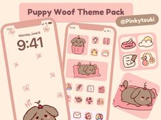 the pink sticker sheet has an image of a dog and cupcake on it