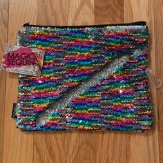 Brand New, Tag On, Never Used Trendy Multicolor Pencil Case With Zipper, Trendy Multicolor Cosmetic Bag With Zipper Closure, Trendy Multicolor Cosmetic Bag With Zipper, Trendy Multicolor School Pouch, Makeup Pouch, Crochet Blanket, Sequin, Lab, Pencil