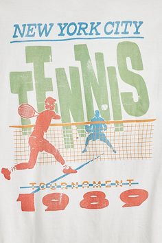 the new york city tennis t - shirt is printed with an image of two men playing tennis