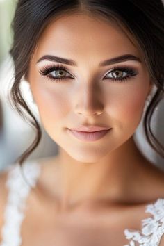 Evening Wedding Makeup For Brown Eyes, Makeup For Senior Portraits, Timeless Bride Makeup, Natural Glam Bridal Makeup Hooded Eyes, Simple Elegant Bridal Makeup, Subtle Glam Makeup Brown Eyes, Soft Glam Makeup Bride, Wedding Makeup Looks For Green Eyes, Brunette Bride Makeup