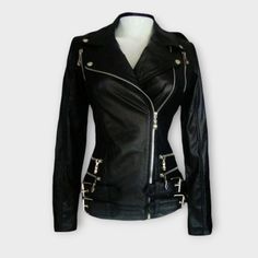 Stylish Women's Leather Jacket - Handcrafted Elegance - Leather jacket For Women Material: 100% Genuine Leather Style: Fashion/Biker Size Type: Regular Sizes Color: As in Picture Pattern: Solid Condition: Brand New Brand: Handmade Material: Available In Cow-Hide Leather only. Zippers: Only YKK. Zippers with Great finishing. Colors: Kindly Refer Color Chart for other Colors. Size Details: S, M, L, XL,XXL,XXXL Kindly Refer Size Measurement Chart & Size Guide. (If you do not find your Size in Size Female Biker Outfit, Lady Biker Outfits, Leather Jacket For Women, Female Biker, Biker Outfit, Real Leather Jacket, Womens Jackets, Jacket For Women, Lady Biker