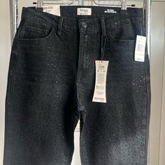 Kensie Jeans With Black Crystals High Rise Color Galaxy Retro Luxe Stretch Kensie Jeans, High Waisted Jeans Vintage, Raw Hem Jeans, Waist Jeans, High Rise Jeans, Slim Jeans, Corduroy Pants, Black Crystals, Black Stretch