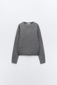 100% WOOL KNIT SWEATER - Mid-gray | ZARA United States Autumn 23, Wool Knit Sweater, Fall Pullover, Outfit Check, Stockholm Style, Winter Vibes, Zara Sweater, Stockholm Fashion