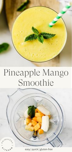 pineapple mango smoothie recipe in a blender