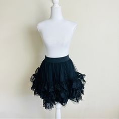 Black Layered Lace Mesh Tutu Ballet Skirt Size M Nwot - Never Been Worn Goth Emo Grunge Alt Halloween Costume Party Gothic Black Skirt For Summer, Fitted Black Gothic Mini Skirt, Fitted Black Skirt For Halloween, Black Ruffled Petticoat For Summer, Summer Black Ruffled Petticoat, Black Gothic Mini Skirt For Alternative Fashion, Black Skirt For Spring Costume Party, Black Skirt For Costume Party In Spring, Black Punk Style Tiered Skirt