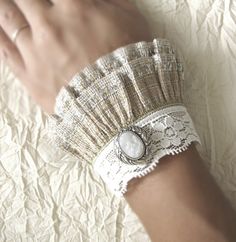 Victorian style wrist cuffs Couture Dior, Fabric Bracelets, Lace Bracelet, Textile Jewelry, A Bracelet, Wrist Cuffs