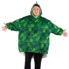 An adult with a wearable blanket on Blanket Jacket, One Piece Clothing, Oversize Sleeves, Blanket Hoodie, One Piece Pajamas, Wearable Blanket, Wrist Cuffs, Soft Blankets, Sherpa Blanket