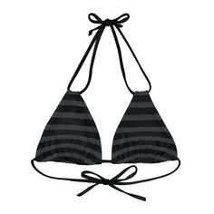 Mix + match to create the swimsuit of your dreams with this Terra Conserva string bikini top. Made with 4-way stretch Tricot (82% Microfiber, 18% Spandex), this string bikini top can be easily coupled with any style Terra Conserva bikini bottom! Each top comes with adjustable elastic straps to ensure a snug fit. .: Material: 82% microfiber polyester, 18% spandex.: Medium fabric (7.5 oz /yd² (250 g/m²).: Adjustable elastic straps.: Removable cups.: Assembled in the USA from globally sourced parts.: Seam thread color automatically matched to design (black or white) XS S M L XL Bust width, in 17.25 18.25 19.25 20.25 21.25 Strap length, in 48.00 48.00 48.00 48.00 48.00 25 21, Artwork Gifts, Gray Stripes, Zodiac Gifts, Decorative Blankets, Gaming Gifts, Natural Fabrics, Gothic Fashion, Grey Stripes