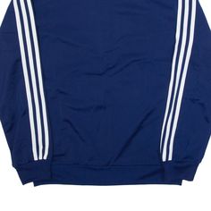 Item is in good used condition. >Size: S >Armpit To Armpit: 20" >Armpit To Cuff: 20" >Collar To Hem: 27" Navy Athleisure Track Jacket For Streetwear, Navy Sportswear Track Jacket For Streetwear, Casual Navy Track Jacket For Sports Events, Blue Athleisure Track Jacket With Ribbed Cuffs, Athleisure Blue Track Jacket With Ribbed Cuffs, Sporty Track Jacket With Three Stripes And Crew Neck, Blue Sporty Track Jacket For Streetwear, Blue Track Jacket With Ribbed Cuffs For Streetwear, Navy Track Jacket With Ribbed Cuffs For Streetwear