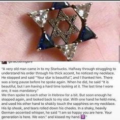 an image of a star of david necklace on someone's hand with the caption