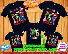 family shirts with mario and luigi on them for the kids to wear in their own house