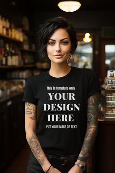 Goth Women Tattoos, Punk Female, Bob Hair Color, Tattoed Girls, Tattoo Girls, Goth Women, Music Venue, T Shirt Mockup, Image Editing Software