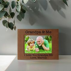 Grandpa & Me Picture Frame - personalized photo frame - Gift for Grandfather Moose Family, Gift For Grandfather, Brown Image, Personalized Photo Frames, Photo Frame Gift, Custom Christmas Gifts, Gift For Grandpa, Leather Frames, 4x6 Photo