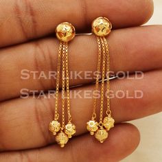 Elevate your style with these beautifully handcrafted gold earrings. Featuring a classic design and a comfortable fit, they add a refined touch to any look. Ideal for everyday wear or special occasions, they bring a subtle yet sophisticated sparkle. 22K Gold studs  Metal is Real Gold Purity is 22kt Weight is 4.15 grams approx. Max Length is 4.5 centimeter approx. Max width is 0.7 centimeter approx. Please feel free to ask if you have any query. Return and cancellation-  a 20% restocking fees wil Luxury Gold Diamond Danglers, Luxury 22k Yellow Gold Danglers, Luxury 22k Gold Dangle Danglers, Luxury Traditional Gold Chandbalis, Luxury Traditional Yellow Gold Chandbalis, Luxury Traditional Yellow Gold Danglers, Luxury Yellow Gold Temple Jewelry Earrings, Luxury 22k Gold Chandbalis For Festive Occasions, Traditional Luxury Gold Chandbalis