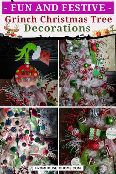 fun and festive Grinch Christmas tree decorations Grinch Trees, Grinch Christmas Tree, Sewing Room Storage, Christmas Picks, Christmas Organization, Fun Christmas Decorations, Room Paint Colors, Library Decor, Gorgeous Christmas