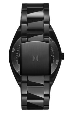 Defined by its '70s silhouette, this minimalist bracelet watch is reimagined with sleek hour indexes and finished with a coordinating link bracelet. 40mm case Deployant clasp closure Quartz movement Mineral crystal face Stainless steel with ionic blacktone plate Imported Modern Matte Black Watch For Formal Occasions, Modern Everyday Watches With Metal Dial, Modern Matte Black Watch Accessories For Business, Black Stainless Steel Watch For Everyday, Modern Black Watch Accessories With Rectangular Dial, Minimalist Black Watch With Subdials, Minimalist Black Watch With Analog Display, Black Stainless Steel Everyday Watches, Black Minimalist Watch Accessories With Subdials