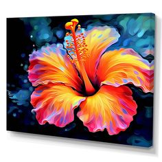 a painting of a flower on a black background