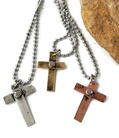 Handcrafted casual unisex riveted cross necklaces Adjustable Nickel Free Dog Tag Necklace, Vintage Adjustable Cross Pendant Necklace, Adjustable Vintage Cross Pendant Necklace, Handmade Metal Cross Pendant Necklace, Adjustable Nickel Free Cross Pendant Necklace, Adjustable Nickel-free Cross Pendant Necklace, Soldered Cross Necklaces As A Gift, Handmade Metal Dog Tag Necklace, Cross Necklaces