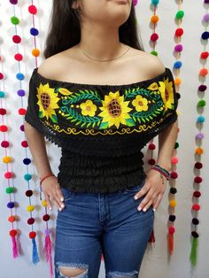 Summer Festival Off-shoulder Blouse, Bohemian Fitted Off-shoulder Top, Bohemian Off-shoulder Fitted Crop Top, Bohemian Fitted Off-shoulder Crop Top, Black Off-shoulder Top For Vacation, Casual Off-shoulder Tops For Festival, Bohemian Tops For Summer Fiesta, Bohemian Summer Tops For Fiesta, Short Sleeve Tops For Fiesta