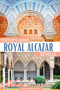 the cover of a travel guide to royal alcazar in sevillie, spain