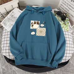 Notes: Looking for a new hoodie? We got just the perfect ones just for you! Our Soft Hoodies are uniquely built with a relaxed unisex fit and made with the perfect blend of 50% soft cotton and 50% premium polyester to keep you warm, cozy, and kawaii all day! Choose from 8 stunning colors to fit your unique style. Soft Hoodies are in EU sizing (smaller than USA sizing) so for a loose-fit, we highly suggest you order 1-2 sizes up. Please carefully review the sizing chart below to determine your si Casual Cat Design Hoodie Sweatshirt, Casual Hoodie Sweatshirt With Cat Design, Casual Winter Hoodie With Cat Design, Casual Hoodie With Cat Design, Casual Hooded Hoodie With Cat Print, Long Sleeve Cotton Hoodie With Cat Print, Casual Winter Hoodie With Cat Print, Cat Design Hoodie Sweatshirt For Streetwear, Trendy Fall Hoodie With Cat Design