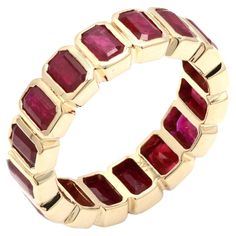 14K Yellow Gold Octagon 5.46 Ct Natural Ruby Eternity Band Ring Ruby Eternity Band, Stay Forever, Bff Gift, Mother Daughter Gifts, Infinite Love, July Birthstone Jewelry, Gift Valentine, Eternity Band Ring, Jewelry Bridal