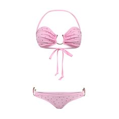 The Hailey Crystal Bikini is a standout in pastel pink, featuring exquisite crystal rhinestone detailing. The bandeau top is adorned with a gold “U” ring at the center, while the step-in Brazilian bottoms highlight two open gold “U” ring accents. 80% Nylon 20% Spandex pink stretch fabric.  Care instructions: Hand wash or dry clean only.  Core Values & Sustainability Commitments: ensuring the reduction of our carbon footprint within the fashion industry, Maui and Lolita have been sourcing fabrics July Birthstone Jewelry, August Birthstone Jewelry, Jewelry Ring Box, Gifts For New Mums, Pearl Jewellery Earrings, The Fashion Industry, Core Values, Evil Eye Jewelry, August Birth Stone