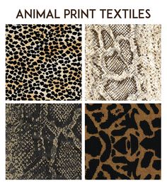 four different animal print textures in various colors