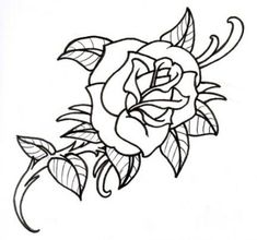 a rose tattoo design with leaves on it