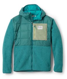 Keep things simple with the women's Cotopaxi Trico Hybrid fleece jacket. This grab-and-go layer combines the protection of an insulated vest with high-pile fleece for an even distribution of warmth. Green Midweight Outerwear In Recycled Polyester, Nylon Fleece Jacket With Fleece Lining For Outdoor, Sporty Green Midweight Outerwear, Green Midweight Outerwear With Fleece Lining, Functional Fleece Outerwear For Hiking, Midweight Green Outerwear With Pockets, Green Outerwear With Fleece Lining, Functional Fleece-lined Outerwear For Layering, Functional Outerwear With Fleece Lining For Layering