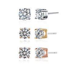 PRICES MAY VARY. Cubic Zirconia Earrings: Made of high quality AAA+ cubic zirconia, which is luxury and classic, perfectly match your various wearing style, make you the focus in the crowd. These small earrings are the classic and so elegant that women of all ages can enjoy them all day. SET OF 3 PAIRS: Package includes 3pairs stud earrings, Posts are Hypoallergenic & Double Notched for extra Security. Perfect gift - These stud earrings must be the best gift for girlfriend, wife, mother or frien Horse Eye, Earring Hole, Butterfly Necklace Gold, Wearing Style, 1 Rose, Eye Shape, Cubic Zirconia Earrings, Earrings 3, Zirconia Earrings