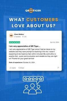 a twitter post with the words what customers love about us?