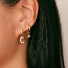 Star and Moon Huggie Hoop Earrings  ◇ Earrings measures approx.:  Hoop outer diameter: 12mm / inner Diameter: 9mm Charm approx. 8mm (handmade earrings vary slightly) ◇ These earrings are sold as pair. ◇These earrings will arrive in an eco-friendly jewelry paper box, making it a nice gift to give a friend or keep for yourself. ◆ View more EARRINGS https://www.etsy.com/shop/eplusfjewelry?section_id=13190709 ◆ View ALL ITEMS https://www.etsy.com/shop/EFHANDMADEJEWELRY shop policies: https://www.ets Moon Star Earrings, Celestial Style Everyday Earrings, Celestial Style Hoop Earrings For Everyday Wear, Celestial Dangle Earrings For Everyday, Celestial Style Dangle Earrings For Everyday, Everyday Celestial Dangle Earrings, Trendy Dangle Earrings With Moon Charm, Celestial Star-shaped Hoop Earrings With Moon Charm, Trendy Moon Charm Drop Earrings