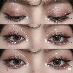 Seventeen Makeup Ideas, Gold Korean Makeup, Kpop Concert Makeup, Concert Makeup, Mekap Mata, Cute Eye Makeup, Ethereal Makeup, Eye Makeup Designs, Fancy Makeup