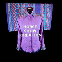 Purple Western Rail Show Shirt and Matching Show Pad, Showmanship, Horsemanship, Western pleasure Show shirt and show pad set For Sale. Unveiling our Brand New Show Shirt and Show pad done by the professionally tailor. Each and Every design made with the proper pattern, So that it wouldn't go to the wrong direction and haven't make you feel the clumsiness and tightened. We also set the seam from all sides of the corner for making the future alteration as we must not be forget to mention about th Traditional Fitted Long Sleeve Shirt, Fitted Embroidered Purple Tops, Traditional Fitted Purple Top, Fitted Purple Embroidered Tops, Traditional Long Sleeve Purple Tops, Fitted Traditional Purple Top, Traditional Fitted Multicolor Shirt, Fitted Multicolor Traditional Shirt, Fitted Traditional Multicolor Shirt