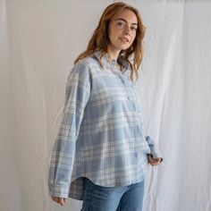 Your perfect thick, cozy, and fabulous button-down plaid shirt! Layer it with your favorite funky fresh tee or tank. All the deets: 100% Cotton Runs true to size! Relaxed Fit Button-up Flannel Shirt For Casual Gatherings, Everyday Relaxed Fit Button-up Flannel Shirt, Oversized Plaid Tops For Everyday, Everyday Plaid Flannel Tops, Trendy Plaid Button-up Shirt, Trendy Plaid Button-down Shirt, Casual Plaid Button-up Tops, Plaid Tops With Button Closure And Relaxed Fit, Casual Plaid Top With Shirttail Hem