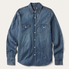 Blue Washed Blue Denim Button-up Shirt, Unstructured Washed Shirt In Medium Wash, Classic Washed Denim Top, Classic Washed Denim Top For Everyday, Medium Wash Chambray Shirt, Unstructured Medium Wash Denim Shirt, Unstructured Light Wash Denim Shirt, Unstructured Denim Shirt In Medium Wash, Blue Unstructured Washed Tops