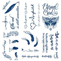 several different types of calligraphy and writing