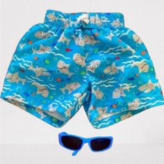 Healthtex Shark Fish Hawaiian Ocean Swimsuit Swim Shorts Trunks Infant Baby Boys 0 To 3 Months Blue Lined Trunks Are Brand New Never Worn Only Washed. Elastic Waist. Perfect For Babies First Trip To The Beach Or Pool! 100% Polyester. By The Brand Healthtex. The Sunglasses Are From Oshkosh B’gosh And They Do Have Some Normal Wear On Them But Still Get The Job Done! I Do Same Day Shipping And I Accept All Reasonable Offers, Thank You For Considering Something From My Closet <3 Baby Boy Swim Trunks, Hawaiian Ocean, Shark Fish, Shark Print, Shark Fishing, Boys Swim, Printed Swim, Kids Swimming, Baby Shark