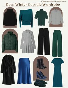 Deep Winter Capsule Wardrobe, Cool Winter Palette, Capsule Wardrobe Women