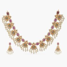 Buy Zeel Necklace Set | Indian Necklace Set Online - Tarinika Simple Sari, Guttapusalu Necklace, Antique Necklace Set, Antique Necklaces, Necklace Set Indian, Indian Necklace, Length Necklace, Black Bead Necklace, Cz Pendant