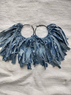 Trendy Blue Hoop Earrings For Spring, Blue Fringe Earrings For Festivals, Trendy Summer Festival Tassel Earrings, Summer Festival Trendy Tassel Earrings, Blue Hoop Earrings For Summer Festivals, Trendy Blue Fringe Earrings, Blue Hoop Earrings For Festival, Fabric Earring, Lady Accessories